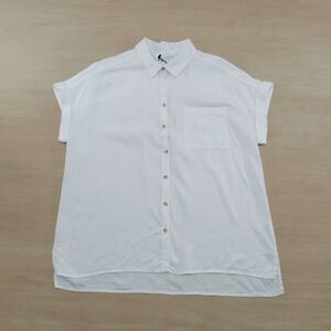 Lola River White Tencel Lyocell Oversized Button‎ Front Shirt Top XL